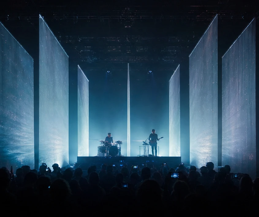 White light study, eight screens in depth